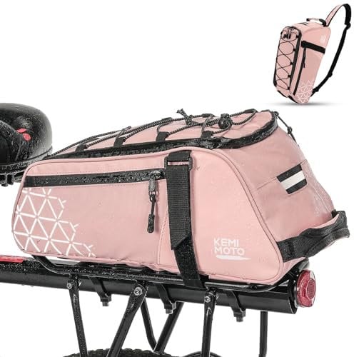 KEMIMOTO 2 IN 1 Gepäckträgertasche, 8L & Wasserdicht Fahrradtaschen für Gepäckträger, Mehrere Fächer, mit Tragegriff und Schultergurt, Fahrrad Taschen hinten