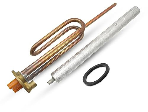 DOJA Barcelona | Kit Resistencia Calentar Agua 1500W | Pack Resistencia Curva+Anodo de Magnesio+Junta Goma+Tornillo Fijacion | Kit Resistencia Electrico | para Calentador Agua, Repuesto de Termo