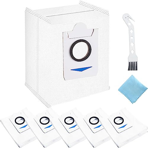 EATBALE Dust Bags for Ecovacs Deebot T10 Plus, Dust Bags for Ecovacs Deebot X1 Plus Robot Suction Station, 3.2L Large Capacity Vacuum Cleaner Bags Replacement Parts with Cleaning Tools (6Pcs)