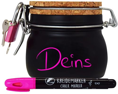 Spardose Selber Beschriften Neon pink Geld Geschenk Idee Schwarz S
