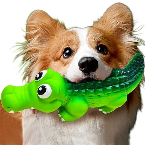 Hundespielzeug Quietschend für Welpen, Krokodil Hundespielzeug für Kleine, Mittel Hunde, Gummi Kauspielzeug für Welpen, Hunde Geburtstagsgeschenk