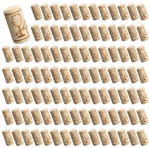 Yauhar 100Pcs #8 Natural Wine Corks Bulk Set, 7/8 x 1 3/4 Straight Wine Stopper Plugs for Homemade Wine Bottled Art Projects Decor
