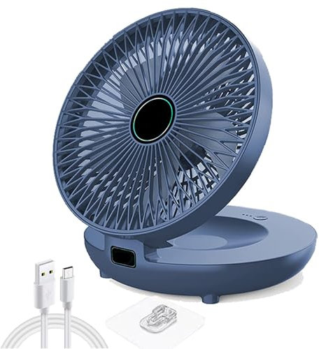 GodbTG Portable Wall-Mounted Fans, Wall-Mounted Desktop Fans, Wall-Mounted Small Fans Portable Plug-in Electric, Household Dual-Use Suspension Adjustable Fan (Blue)