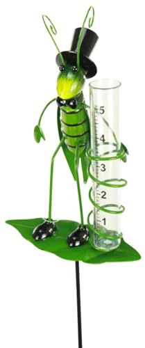 itsisa Regenmesser Gartenstecker Grashüpfer H:90 cm aus Metall - Deko Niederschlagsmesser Insekten Garten, Gartenteich, Gartendeko, Metalldeko