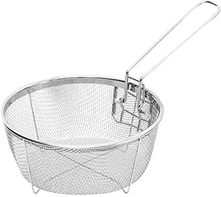Fritteusensieb | Frittierkorb aus Edelstahl | Faltbarer Abfluss-Chip-Filterkorb | Edelstahl-Ölskimmer mit ultrafeinem Netz