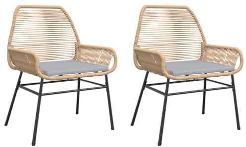 vidaXL Gartenstühle 2 STK., Gartenstuhl mit Kissen, Gartensessel Stuhl für Garten Balkon Terrasse, Sessel Stuhlset Gartenmöbel, Braun Poly Rattan