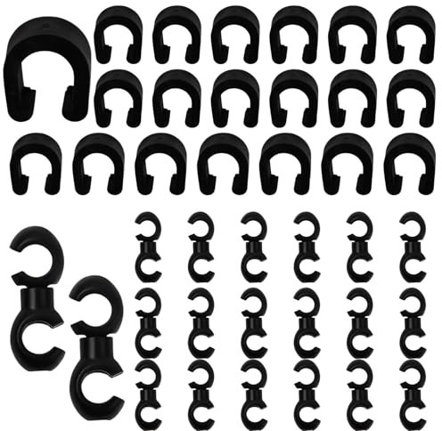 Dokeno 40 Pezzi Fermacavi per Cavo Freno per Bicicletta 20 Clip a C e 20 Clip a Gancio a S Morsetti Guida Tubo Girevoli per Biciclette Clip fisse per Cavo Freno per Bici MTB Bici da Strada, Nero
