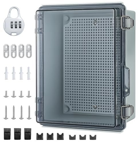 Coffret Electrique Etanche Exterieur,Boitier Etanche IP65, ABS BoîTe de Jonction,Boite Etanche Electrique Exterieur avec Accessoires De Montage Mural Et Serrure (230 * 165 * 120mm)