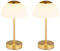 2er Set dimmbare Akku Tischleuchten per USB aufladbar, Messing Höhe 31cm
