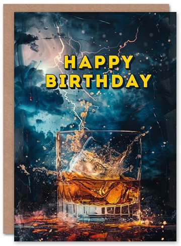 Artery8 Whisky Storm Lightning Clouds Night Drink For Him Man Birthday Card