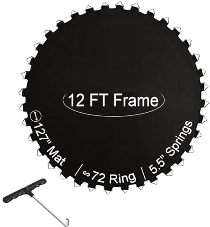 Ketofa 12FT Trampoline Mat Replacement, Fits 5.5 Springs 12 ft Round Trampoline Frame with 72 V-Hooks, Premium Trampoline Jumping Mat (Excluding Frame and Spring)