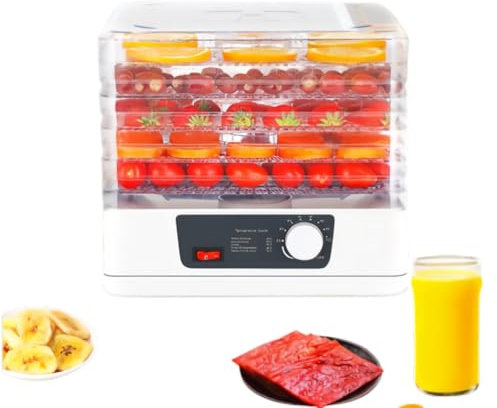 Secadora de Frutas, Secadora de Cocina de 350 W, Calentamiento Uniforme de 360°, deshidratador de Alimentos de 5 Niveles, deshidratador de Alimentos con Interruptor de una Llave