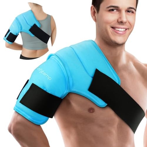 Comfytemp 3D-Kühlmanschette für Schulter und Oberarm mit Klettverschlüsse, Großes Gel Kühlpad Kühlbandage Kalt Warm Kompresse für eingefrorene Schulter und Genesung nach der OP(15x23cm,900g)