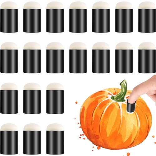 20 Stück Finger Schwamm Daubers,Fingerschwamm Daubers Schwarz,Zeichnen Schwamm,Finger Schwamm Daubers, Kunststoffgriff Finger Schwamm,Zeichnen Schwamm,Für Kunst Druckfarben DIY Gemälde (Schwarz)
