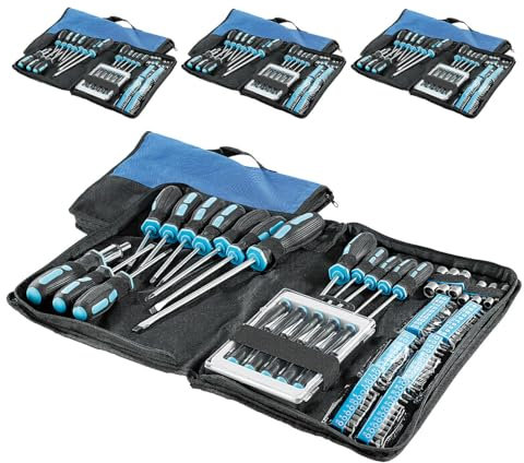 AGT Werkzeug-Tasche: 4 Paar 100-teilige Schraubendreher-Sets in praktischen Taschen (Schraubendreher-Set Torx, und Bit, Koffer Organizer)