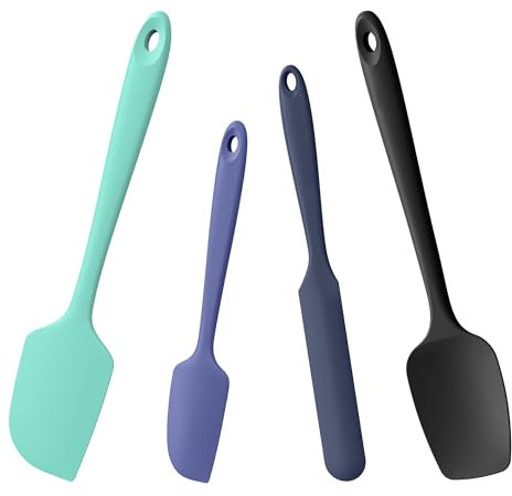 Doosu Silicone Spatula Scrapers Set of 4, 315℃ Heat Resistant Food Grade Rubber Baking Cooking Spoon Spatula Non-Stick Kitchen Utensils for Mixing Scraping Stirring Serving Folding (Multicolors3)