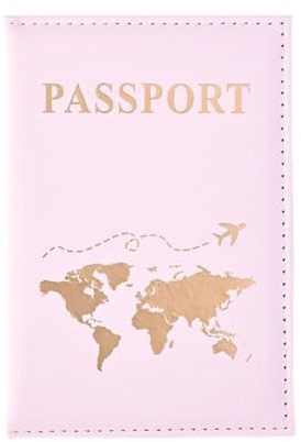 Étui pour passeport, pochette pour passeport en cuir PU Porte-passeport pour cartes bancaires, cartes de crédit, passeports, documents de voyage, rose bonbon, 10*14cm, Moderne