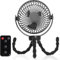 Simpeak 10000mAh Pram Fan Clip On Stroller with Remote Control & LED Lights, Mini Buggy Fan with 3 Speeds | 3 Light Modes | 720° Rotation