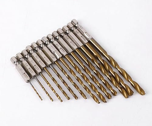 Set de 26 Brocas de Titanio con Vástago Hexagonal, Brocas de Acero de Alta Velocidad de 1,5-6,5 mm, Alta dureza Juego de Brocas HSS Revestidas de Titanio para Taladro Manual y de Impacto
