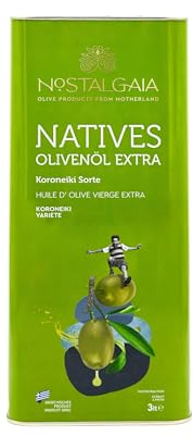 NOSTALGAIA 3 litres Huile d’olive extra vierge grecque – 100% Koroneiki, pression à froid, récolte fraîche 2025/2026, très faible acidité, huile d’olive premium, bidon 3 L