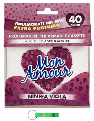 5X Paglieri Mon Amour Lila Seerose Duftsäckchen Sacchetti Profumati - Duftende Wäschesäcke – Lufterfrischer für kleine Räume,12g + Beni Culinari Kostenloser Schlüsselanhänger