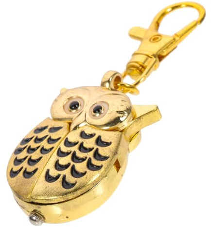 FOMIYES Taschenuhr Praktisch zum Zeitablesen aus Legierung in Gold Eleganter Eulen Schlüsselanhänger mit Retro Stil und Modische Dekoration für Outfit und Geschenk