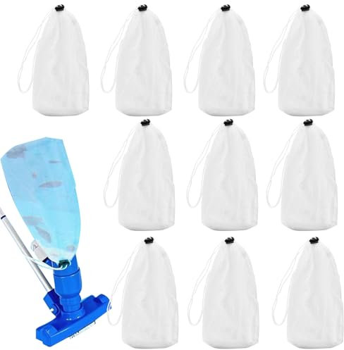 Qutalmi Bolsas De Filtro De Malla para Aspiradora para Piscinas - Mallas de Repuesto para Aspiradora de Piscina - 10 Unidades Accesorios de Limpieza Reutilizables de Nylon para Suciedad, Pelos, y