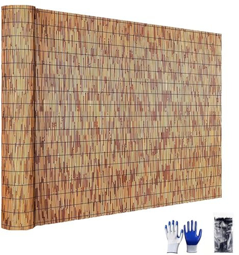 Premium Canisse Brise Vue en Roseau Nature, Palissade Jardin Exterieur Bois, Facile À Installer 30cm-180cm Hoch, Décoration De Parasol en Roseau, pour Exterieur, Terrasse, Toit(Brown Color)