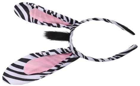 CLISPEED Zebra Ohren Haarband aus Plüsch Formstabiler Haarreif für Damen und Mädchen Cosplay Party Haarschmuck für Tierkostüm und Fasching