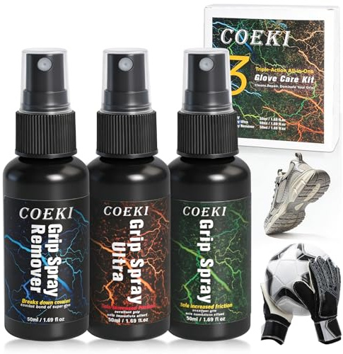 3-in-1Grip Spray Torwarthandschuhe, 50g Grip Spray,50g Power-Grip-Spray& 50g Reiniger für Verbesserte Griffigkeit bei Fußball, Basketball, Hockey und zur Sportgerätepflege,Starker Grip, Langanhaltend