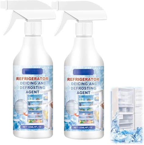 2pcs Defrosting Spray for Fridge Freezer, Rapid Fridge Defrosting Spray, Refrigerator Freezer Defroster,Powerful Freezer Deicer,Effective Ice Remover Deep Freeze Spray (2 * 120ml)