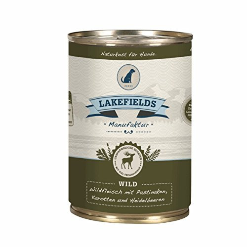 Lakefields Premium Hundefutter Nass | Wild 59% | 6 x 400g | Getreidefreies Nassfutter für Hunde | Natürliche Zutaten in Lebensmittelqualität | Karotten, Kartoffeln & Heidelbeeren | Schonend gegart