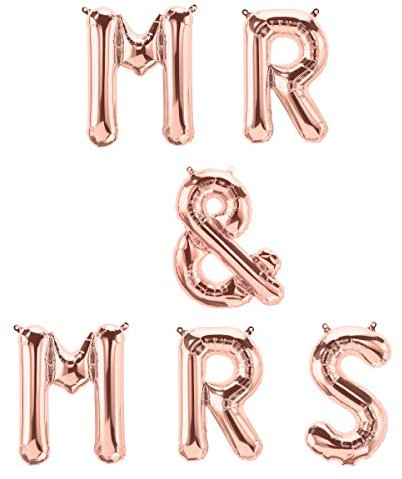ballonfritz® Luftballon MR & MRS Schriftzug-Set in ROSEGOLD - Folienballons als Hochzeit Geschenk, Party Dekoration oder Überraschung