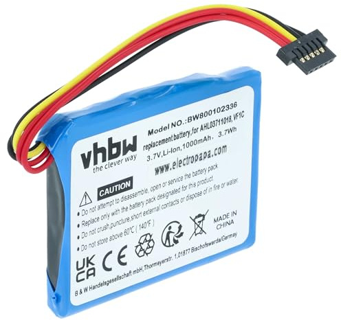 vhbw Akku kompatibel mit Tomtom Pro 7100 Truck, 4KJ00 (4KJ0.001.00) GPS Navigation Navi (1000 mAh, 3,7 V, Li-Ion)