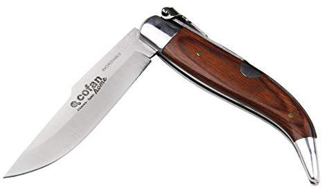 Cofan Navaja clasica de teja | Medida de 8 cm de hoja | Hoja de Acero Inoxidable | Mango de Polioximetileno | Mango en Color Marrón