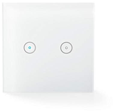 Commutateur Mural SmartLife | Wi-FI | Double | Montage Mural | 1000 W | AndroidT/iOS | Verre | Blanc