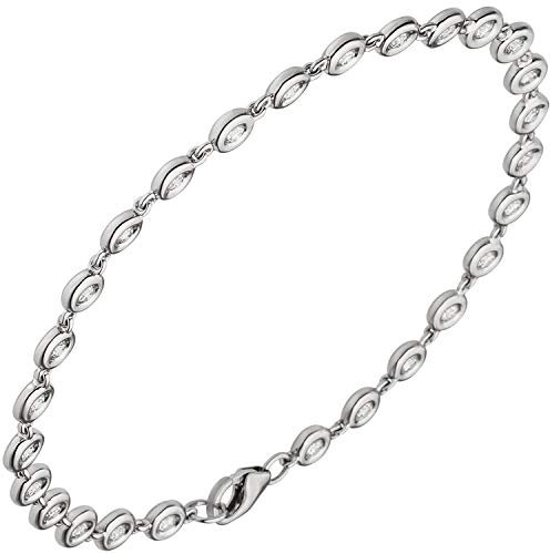 4,5mm Tennisarmband mit 27 Diamanten Brillanten, 585 Gold Weißgold, 18cm