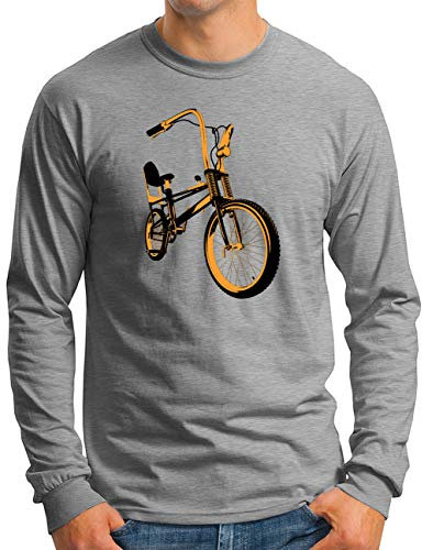 OM3® Bonanza Fahrrad Langarm Shirt | Herren | Retro Vintage Rad Bonanzarad II | Grau Meliert, M
