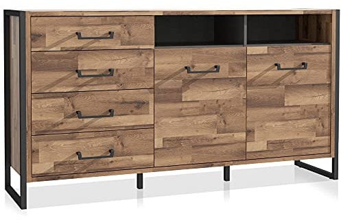 moebel-eins HANIKA Kommode, Material Dekorspanplatte, eichefarbig/betonfarbig