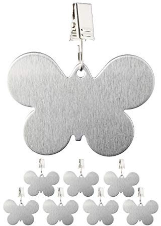 Relaxdays 8er Set Tischdeckenbeschwerer, Tischtuchhalter zum Beschweren, Schmetterling, In- & Outdoor, Edelstahl, Silber