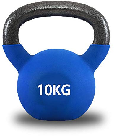 Vinyl Coated Kettlebells – Weight Available:10KG, Kettlebell Weight Set Comfort Grip Wide Handle, with Neoprene Coating Around The Bottom Half of The Metal Kettle Bell