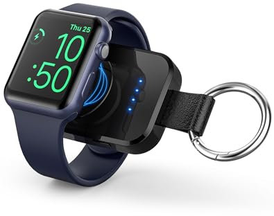 Portable Wireless Charger for Apple Watch Series 10,9,8,7,6,5,4,3,2,SE,Ultra 2,i.VALUX 1000mAh iWatch Charger Magnetic Keychain Power Bank, Travel Apple Watch Accessories 45/44/42/41/40/38/49mm(Black)