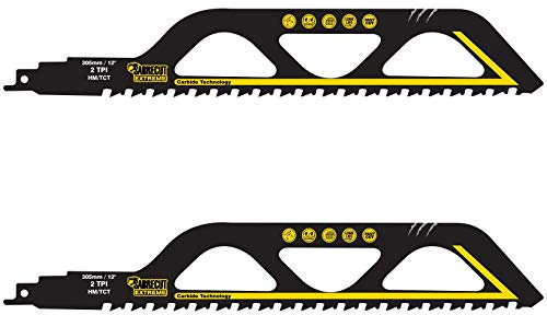 2 x SabreCut SCRS1243HM_2 Tungsten Carbide 305mm 2 TPI S1243HM Medium Bricks Poroton Fibre Cement Concrete Straight Cutting Reciprocating Sabre Saw
