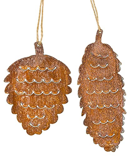 B2S BACK2SEASON Metall Zapfen zum aufhängen Herbstdeko Rosthänger Baumhänger Edelrost Made in EU Höhe=16 und 21 cm 2er Set