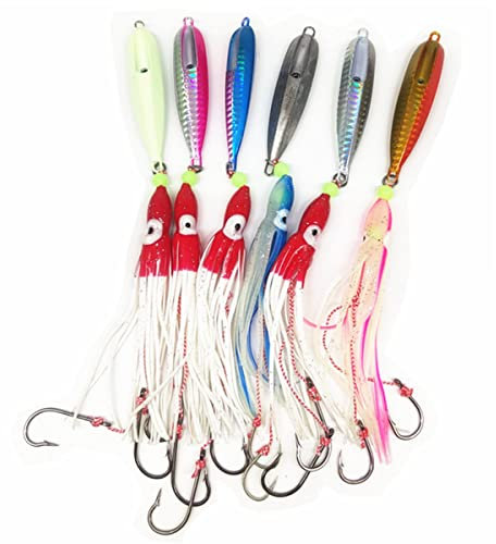 xiangshang shangmao 6 Stück 100g Inchiku Angelköder mit Jig und Oktopus, Snapper King