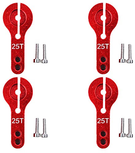 CENPEK 4 Stück 25T Aluminium Servohorn M3 Gewinde Metall Lenkarm für RC Auto LKW Buggy Flugzeug rot