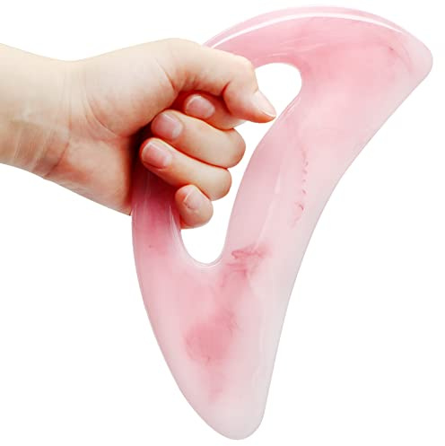 LONTOM Lymphdrainage-Massagegerät, Körper-Gua-Sha, Cellulite-Massagegerät, Rosenquarz, Gua Sha, Lipödem-Beinbehandlung, Dammmassagewerkzeug, Jade-Roller, Muskelschaber, Schönheitswerkzeuge für Nacken
