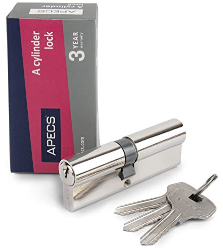 Cylindre de serrure APECS - 40/45 mm - Pour serrure de porte d'entrée avec 3 clés - Modèle EC-85 (40/45)
