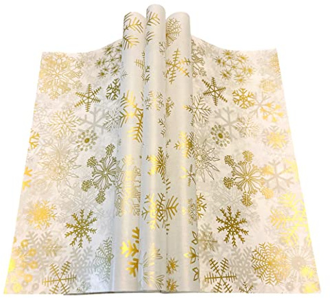 Suiwen Gold Snowflake Wax Paper Sheets Deli Wraps Tray&Basket Liner Deli Paper Wax Paper Baking Paper Colored Parchment Paper Greaseproof for Food (300)