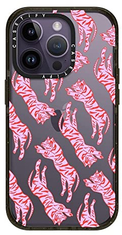CASETiFY Impact iPhone 14 Pro Case [4X Military Grade Drop Tested / 8.2ft Drop Protection] - Tigers by Grace Owen - Glossy Black